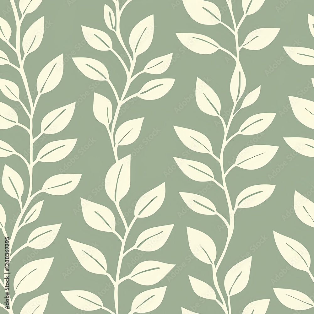 Seamless pattern of plants with circular leaves on a sage background Seamless pattern of plants with circular leaves on a sage background