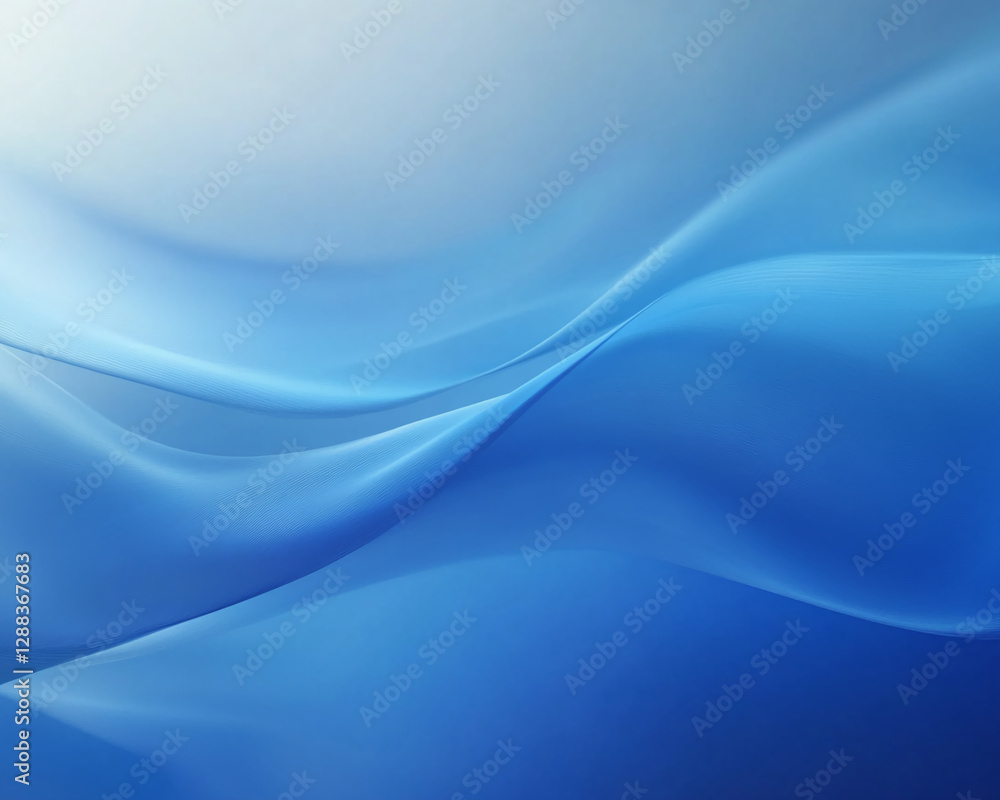 Fototapeta premium A smooth flowing blue fabric with soft gradients and curves, creating a peaceful and serene atmosphere. The image represents fluidity, tranquility, and a sense of calm.
