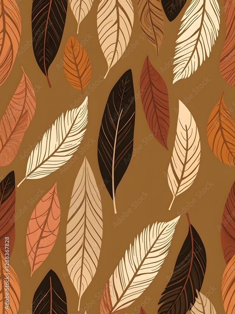 Rustic Feather Pattern with Warm Earthy Tones and Organic Shapes to Create a Natural Vibe Rustic Feather Pattern with Warm Earthy Tones and Organic Shapes to Create a Natural Vibe