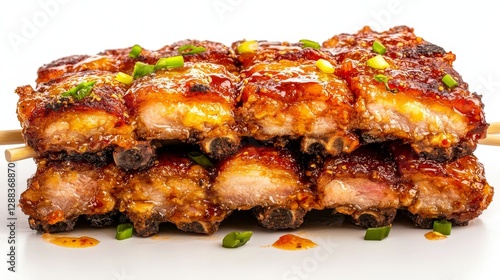 Grilling juicy pork belly ribs at bbq feast outdoor gathering culinary delight inviting atmosphere photo