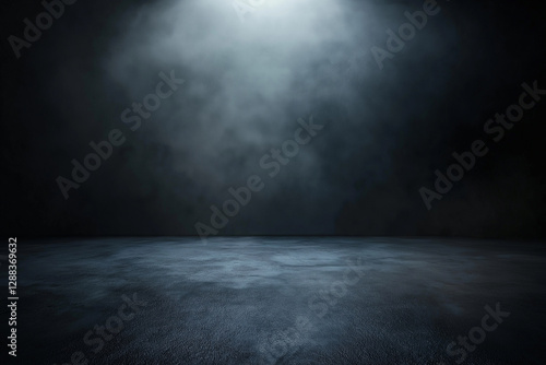 Dramatic Spotlight Illuminating a Reflective Floor in a Dark and Moody Space. Generative Ai