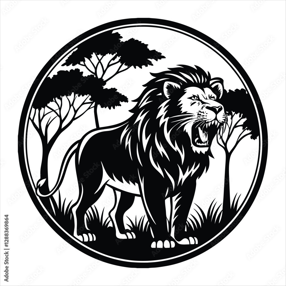 Fototapeta premium lion silhouette vector style
