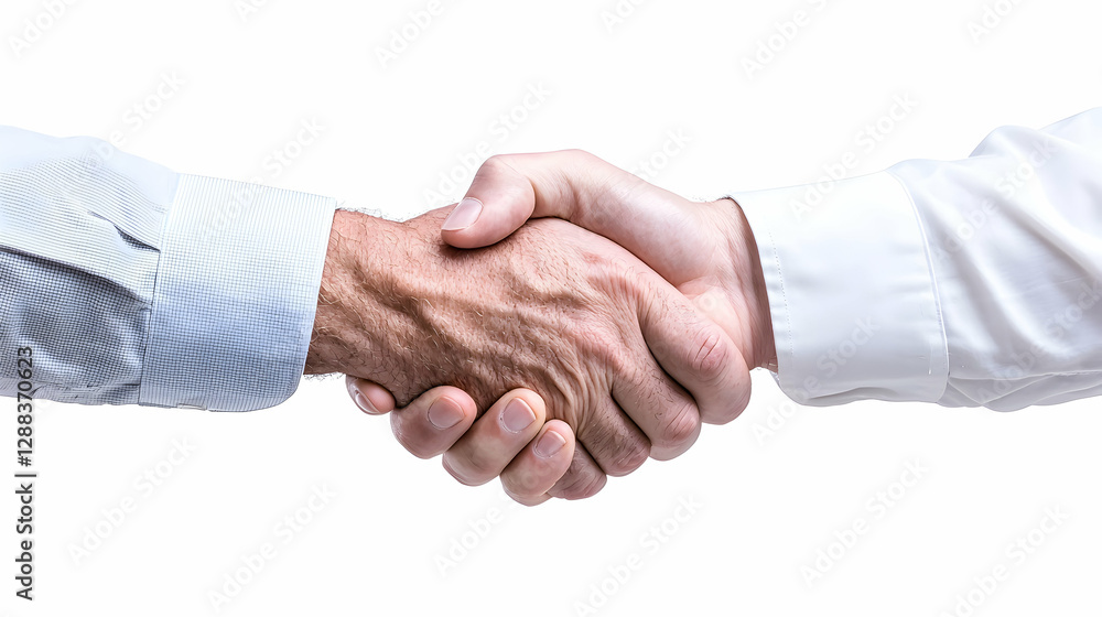 Businessmen shaking hands, agreement, deal, studio, white background, partnership Businessmen shaking hands, agreement, deal, studio, white background, partnership