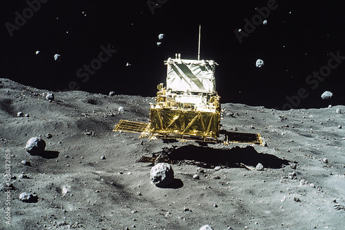 Spacecraft navigates through a field of asteroids showcasing advanced exploration technology and space research photo