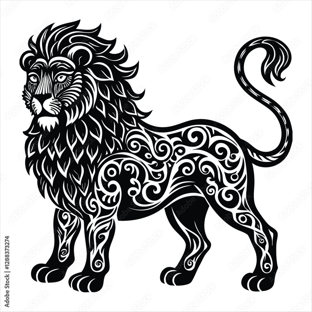 Fototapeta premium lion silhouette vector style