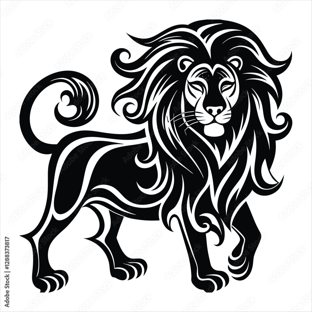 Fototapeta premium lion silhouette vector style