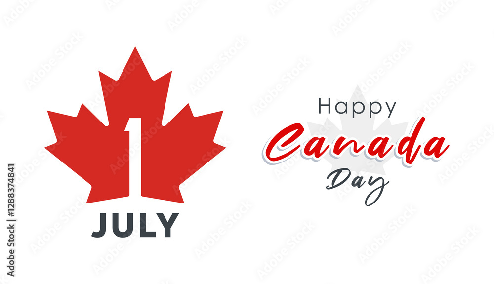 Canada day celebration, July 1st. Happy Canada day. Great day celebration event. Template design with red maple leaf symbol ornament Canada day celebration, July 1st. Happy Canada day. Great day celebration event. Template design with red maple leaf symbol ornament