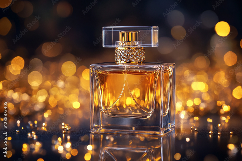 Luxury perfume with elegant elements and golden details Luxury perfume with elegant elements and golden details