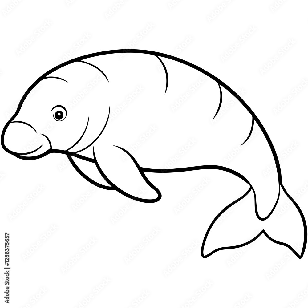 Minimalist Dugong Illustration - Vector Art Minimalist Dugong Illustration - Vector Art