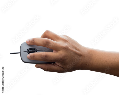 hand holding mouse, fundo transparente, PNG.