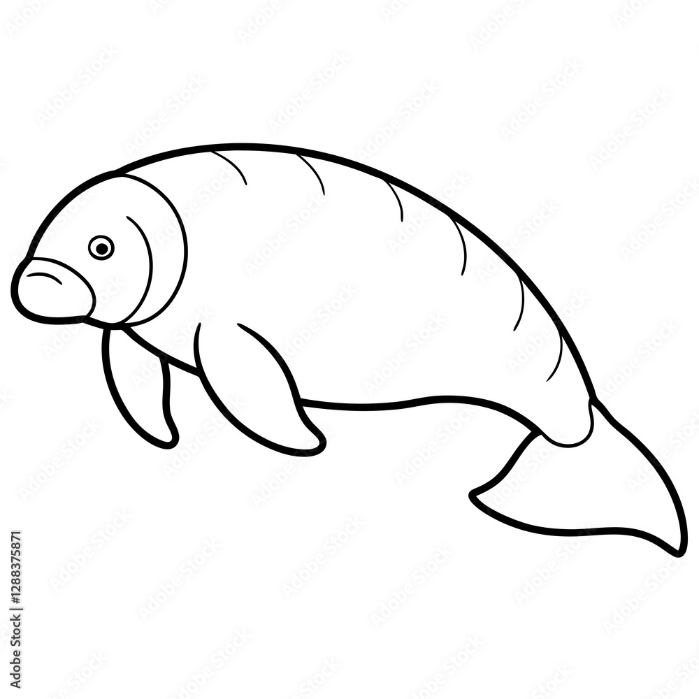 Minimalist Dugong Illustration - Vector Art Minimalist Dugong Illustration - Vector Art