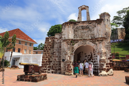 MELAKA, MALAYSIA - May 5, 2024 :  View of Fort Santiago in the World Heritage city of Melaka