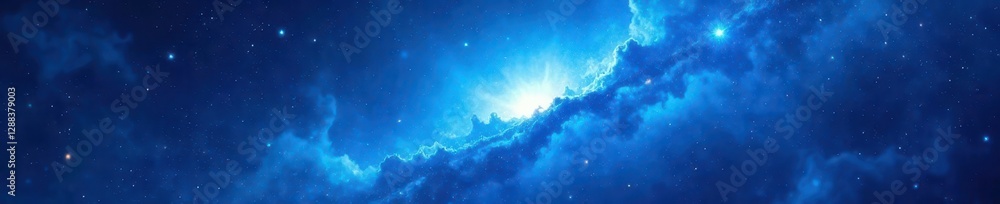 Obraz premium Abstract swirling blue light nebula, cosmic energy glow, nebula, mystical, aura