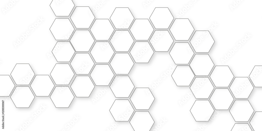 Abstract background with  white or gray hexagon, chic and modern marble hexagon pattern, shiny black background ideas for your design banners, seamless pattern of black hexagon grid line.