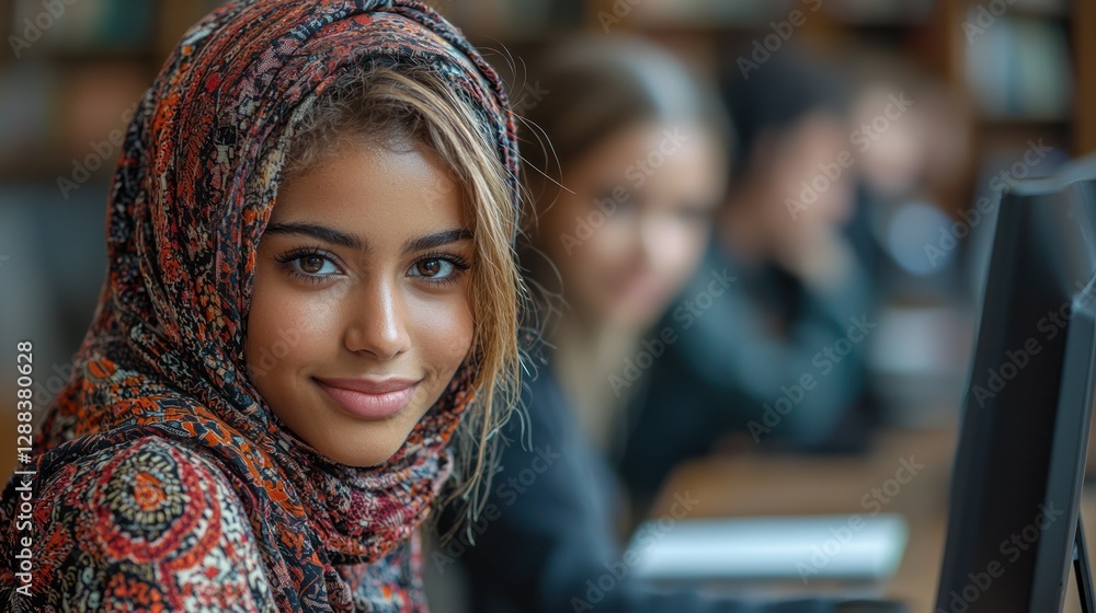 Portrait of a Young Woman in a Library Portrait of a Young Woman in a Library