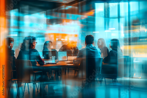 Wallpaper Mural Abstract blur image of Business people walking at modern hallway with bokeh for background usage Torontodigital.ca