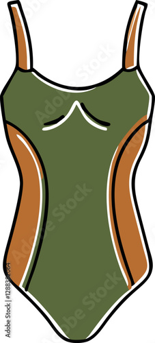 Leotard, Colorful Offset Doodle Vector Design, Icon Minimalistic Vector Design, Retro Vintage Illustration, Dancewear, Activewear, Gymnastics, Fitness Clothing, Stylish Leotard Icon