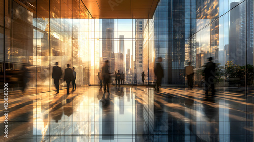 Wallpaper Mural Abstract blur image of Business people walking at modern hallway with bokeh for background usage Torontodigital.ca