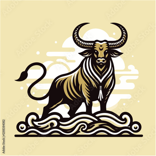 Powerful Taurus Bull Mascot Illustration Zodiac Sign Strength Symbol Astrology Business Icon Tribal Art Powerful Animal Graphic Zodiac Constellation
