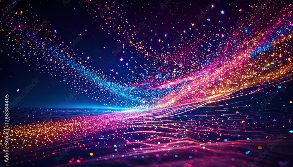 Naklejka premium 輝き、流れ、魔法、宇宙の魅惑