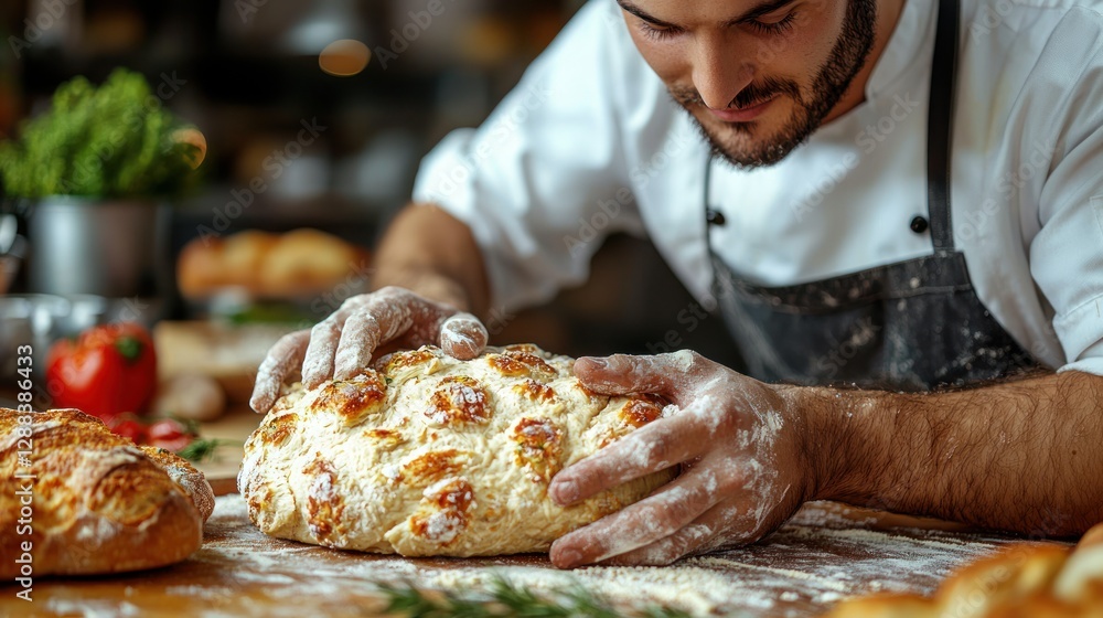 Artisan Baker Crafting a Rustic Loaf Artisan Baker Crafting a Rustic Loaf