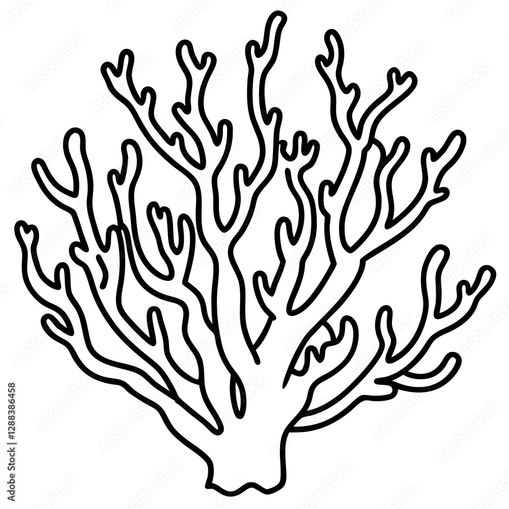 Simple Coral Vector Design One-Line Art Simple Coral Vector Design One-Line Art