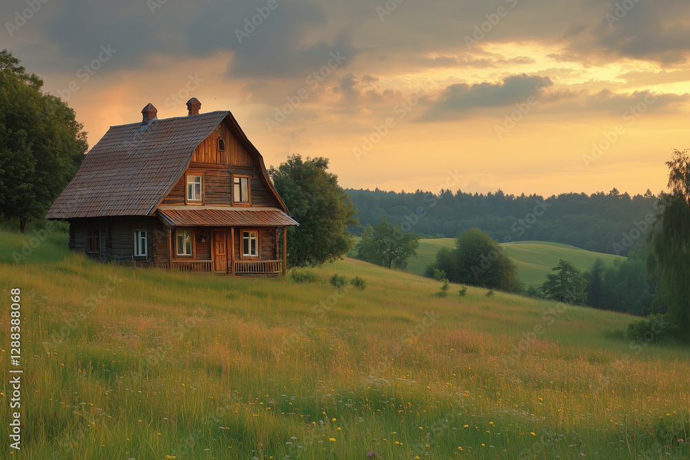 cozy country house in Russian style cozy country house in Russian style