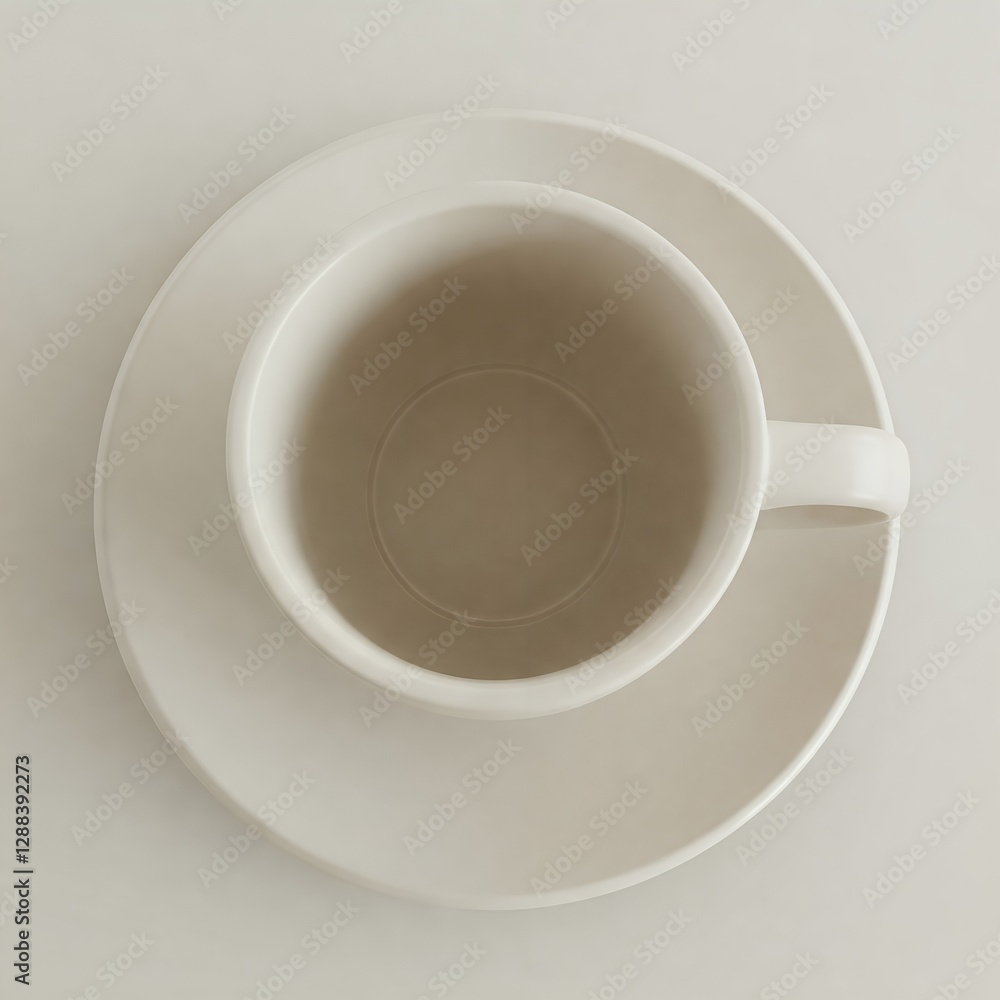 A blank coffee mug on a saucer, viewed from a top-down perspective. A blank coffee mug on a saucer, viewed from a top-down perspective.