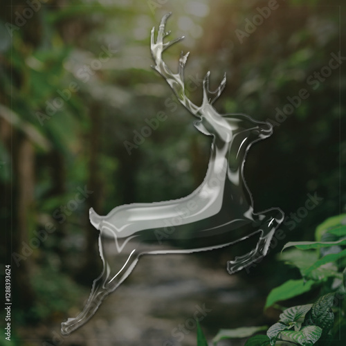 Glass Effect Deer Vector Illustration with Transparency