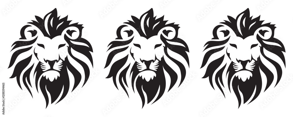 Fototapeta premium Black and white Lion head vector illustration with symmetrical design, for your logo template