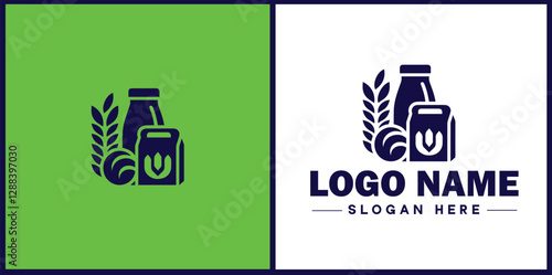 Food Packaging icon Food wrapping Food containerization Edible packaging flat logo sign symbol editable vector