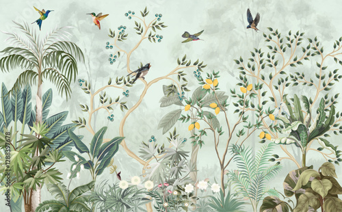Tropical Foliage – decorate with a wall mural wallpaper.