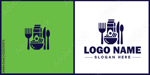 Food Packaging icon Food wrapping Food containerization Edible packaging flat logo sign symbol editable vector