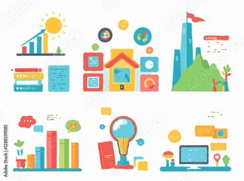 Colorful Educational Infographic Elements for E-Learning