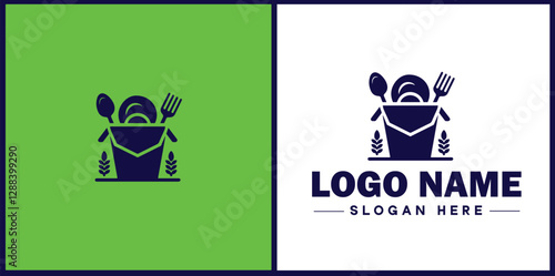 Food Packaging icon Food wrapping Food containerization Edible packaging flat logo sign symbol editable vector