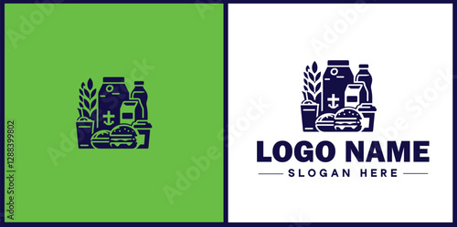 Food Packaging icon Food wrapping Food containerization Edible packaging flat logo sign symbol editable vector
