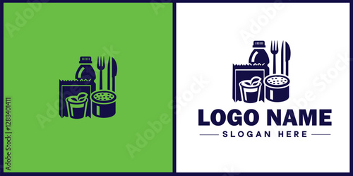 Food Packaging icon Food wrapping Food containerization Edible packaging flat logo sign symbol editable vector