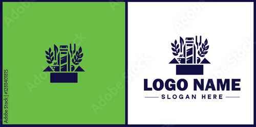 Food Packaging icon Food wrapping Food containerization Edible packaging flat logo sign symbol editable vector