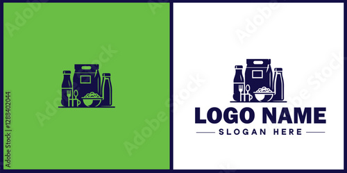 Food Packaging icon Food wrapping Food containerization Edible packaging flat logo sign symbol editable vector