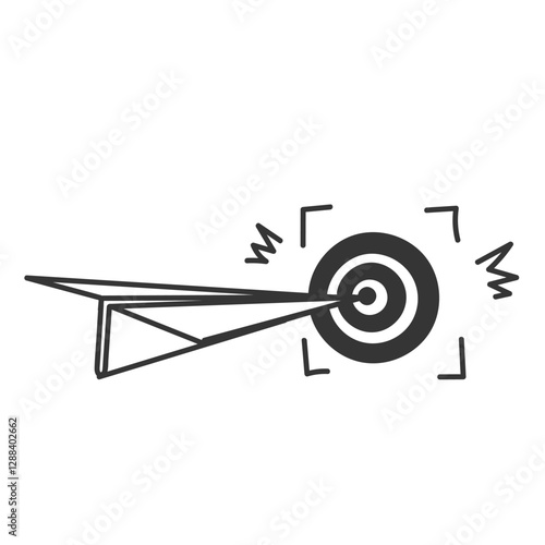 paper airplane hit center dartboard doodle