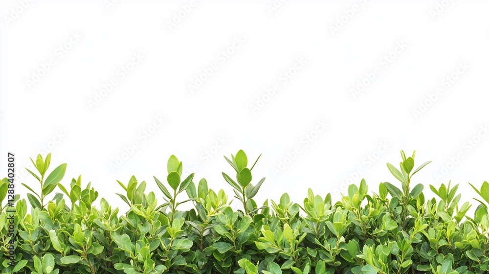 Green hedge border, studio shot, white background, nature design Green hedge border, studio shot, white background, nature design