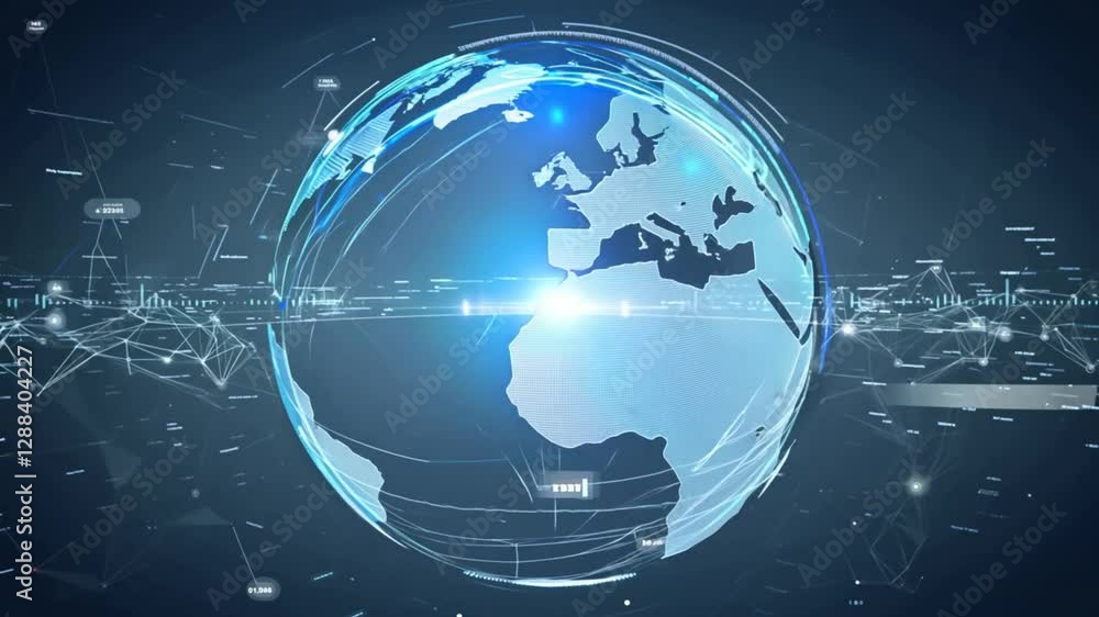 Digital representation of Earth showcasing global connectivity and technological advancements Digital representation of Earth showcasing global connectivity and technological advancements
