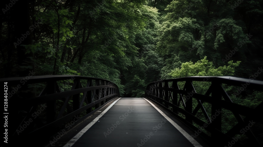 Obraz premium Distant Bridge on Black Road