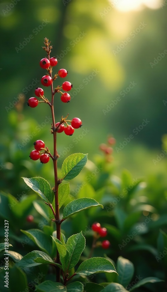 Low-growing shrub with long stems and berries,, long stems Low-growing shrub with long stems and berries,, long stems