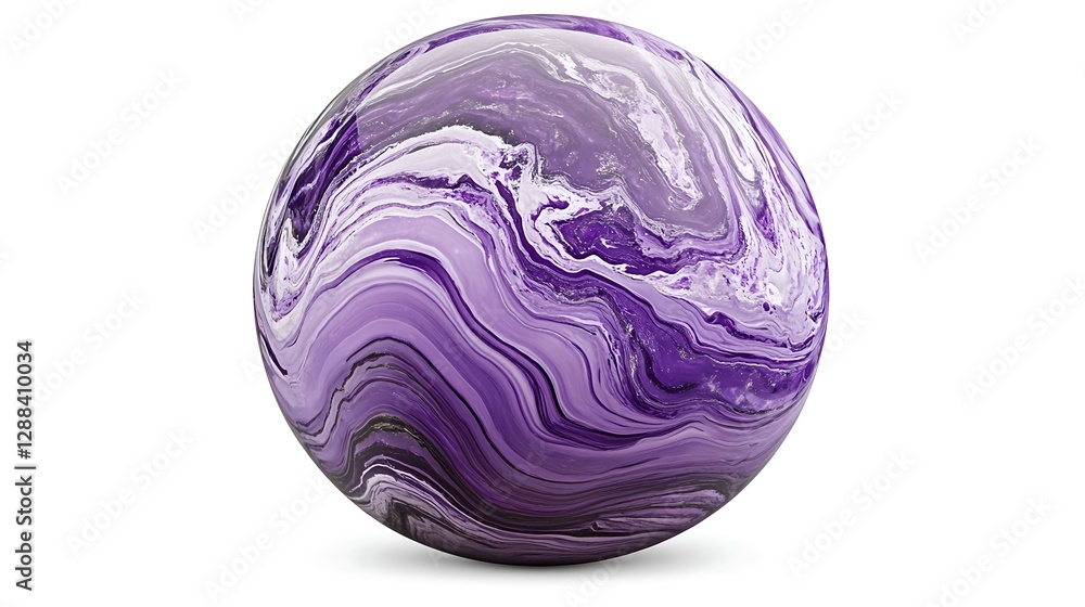 Fototapeta premium High-Resolution Isolated Purple Marble Sphere on White Background