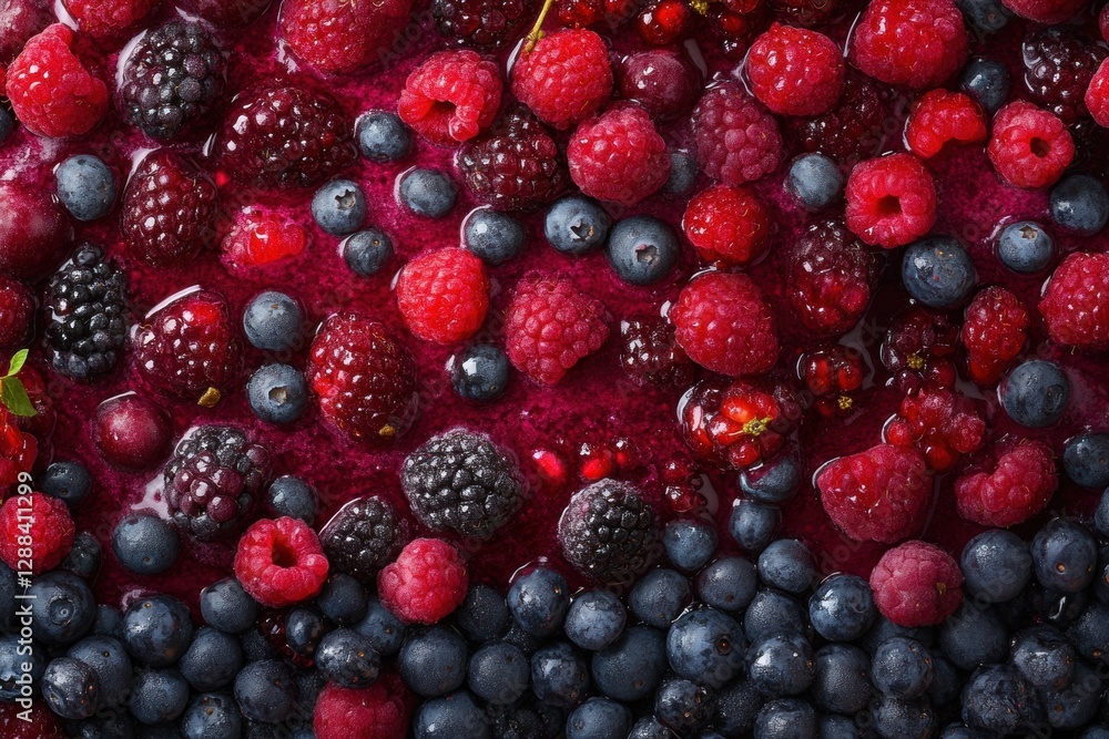 Fresh raspberries, blueberries, blackberries in a berry sauce. Perfect for recipes, food blogs, or healthy eating concepts. Fresh raspberries, blueberries, blackberries in a berry sauce. Perfect for recipes, food blogs, or healthy eating concepts.