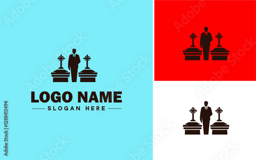 Funeral Services icon Mortuary services Burial arrangements Funeral arrangements flat logo sign symbol editable vector