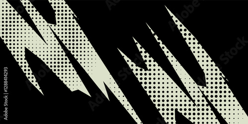 Abstract black and white background with spikes and zigzag line pattern