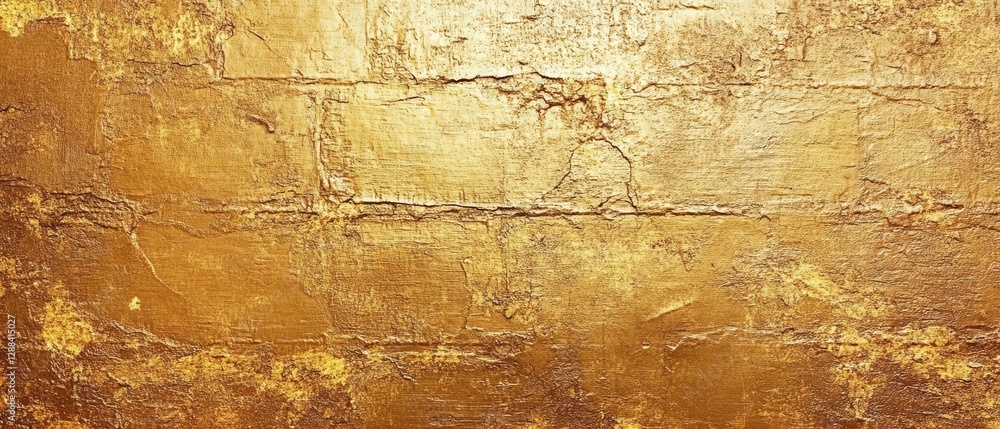Obraz premium Aged gold brick wall with weathered texture, rustic yet sophisticated minimalism