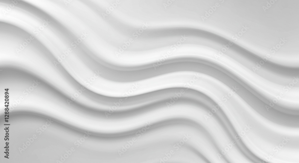 Obraz premium Elegant White Draped Fabric Soft Waves Smooth Texture Abstract Background